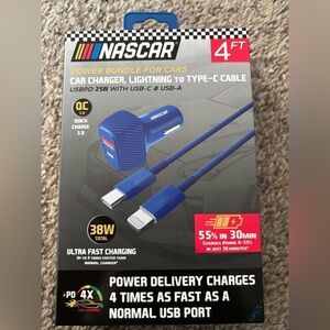 ( NASCAR)  4ft Car Charger Bundle - Blue